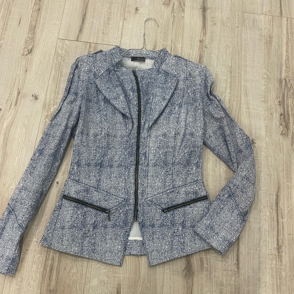 Renuar Women's Blue white Tweed Jacket New size 2
